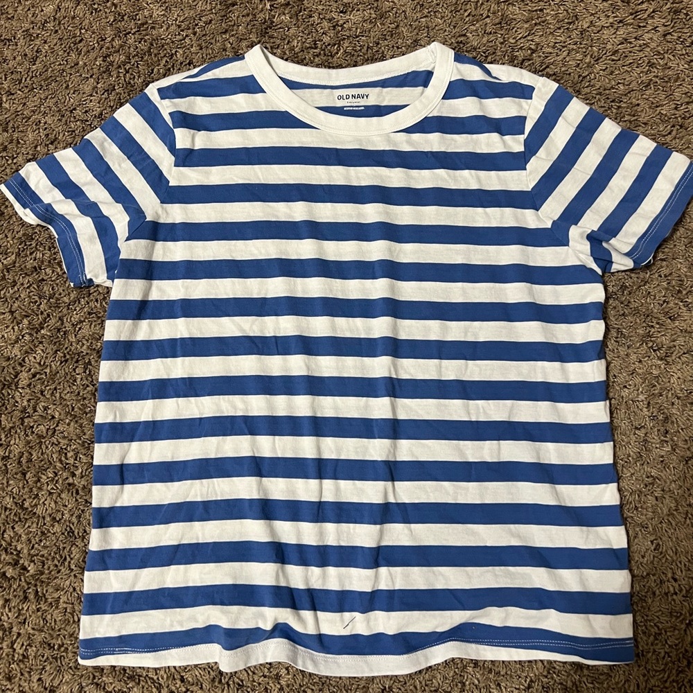 Old Navy Blue and White Striped Tee